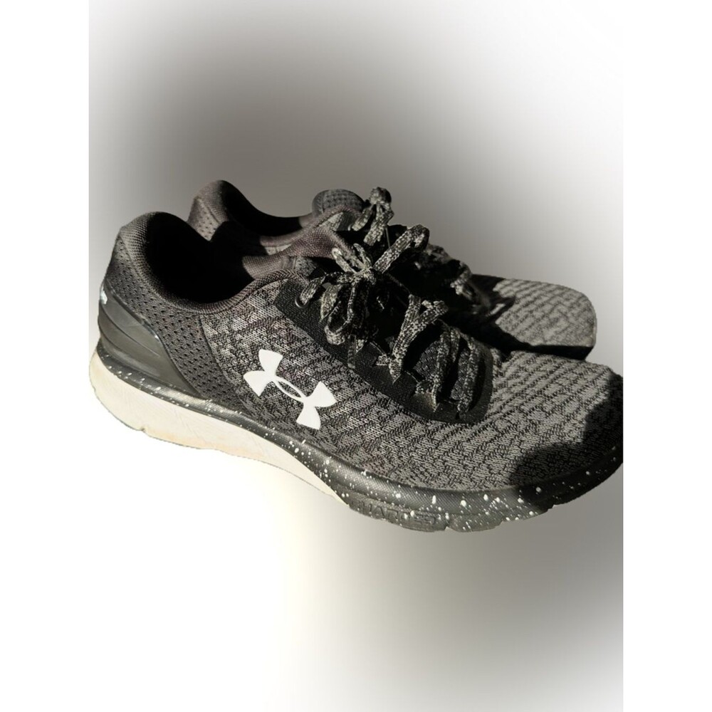 Under Armour Women's Black Knit Running Shoes with White Logo